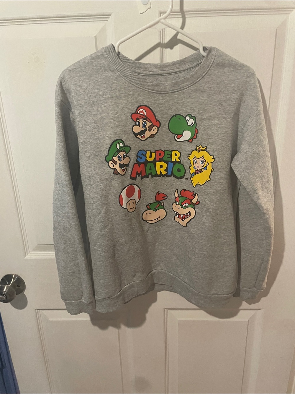 Hybrid Apparel Gray Super Mario Character Crewneck Sweatshirt